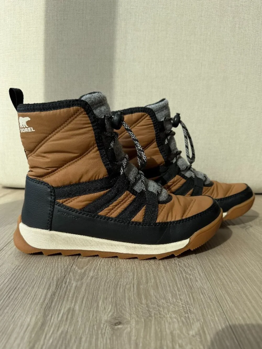 SOREL Whitney III Plus Waterproof Snow Boots Big Kids Gray Tan